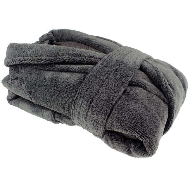 Hotel badjas antraciet met sjaalkraag