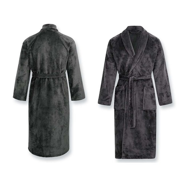 Hotel badjas antraciet met sjaalkraag