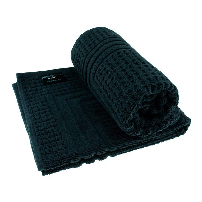 Organic hotel badmat jacquard 50x70 cm nachtblauw