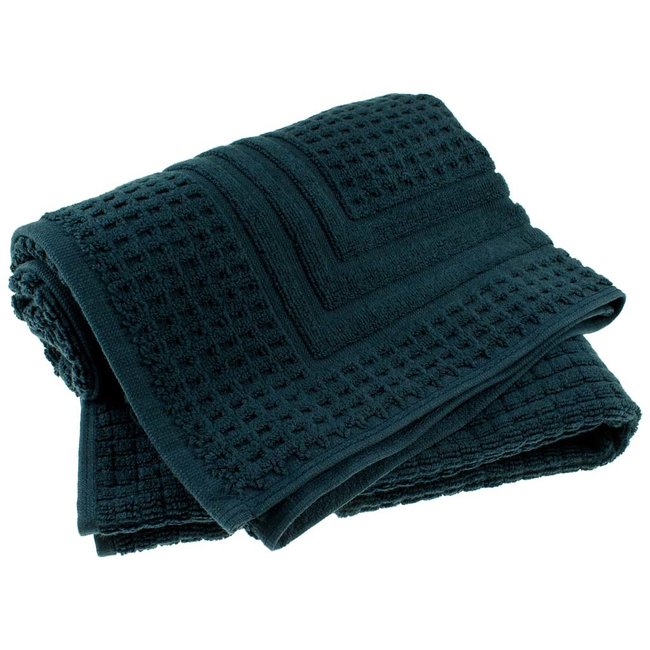 Organic hotel badmat jacquard 50x70 cm nachtblauw