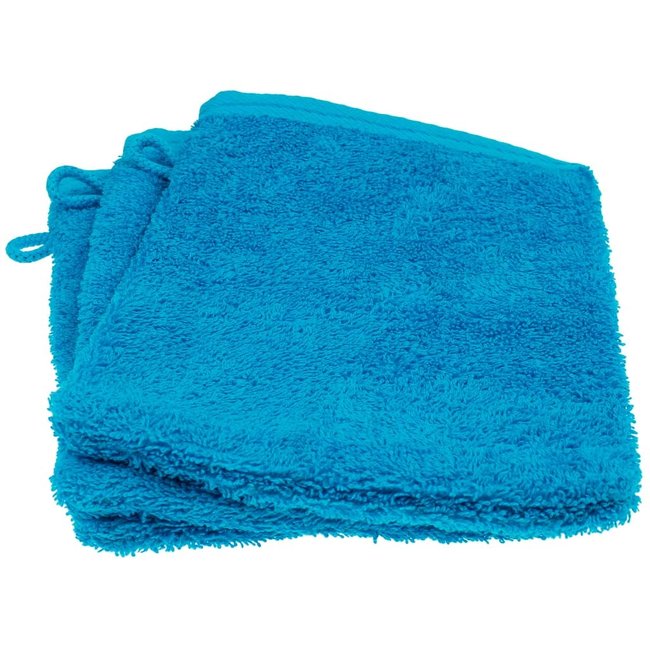 Organic washandje 16x22 cm aqua blauw