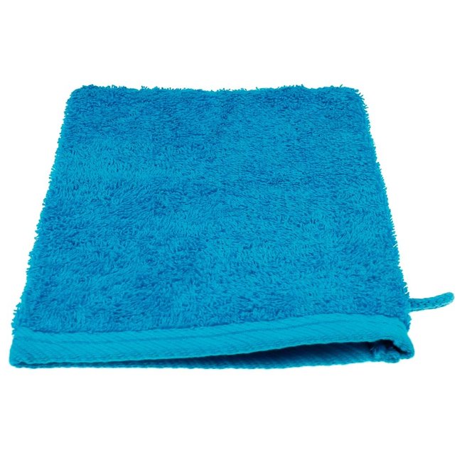 Organic washandje 16x22 cm aqua blauw