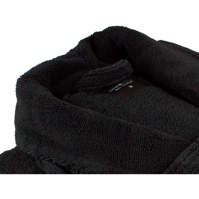 Hotel badjas zwart met sjaalkraag