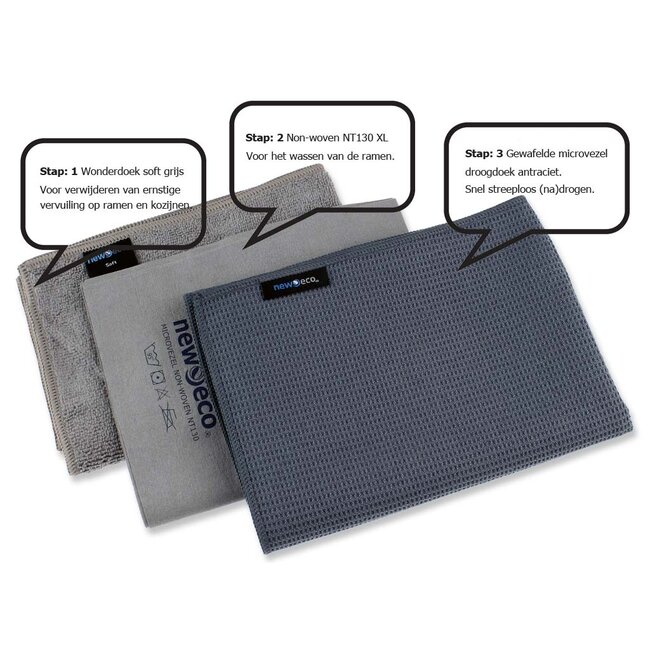 Microvezel Waffle Raamdoekenset grijs