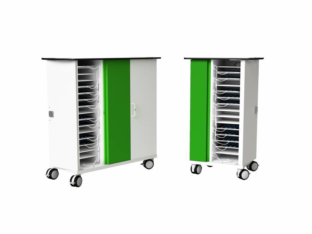 Gabinete de carga para 32 iPads/tablets ruedas y bloqueo - Exhibishop