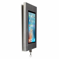 Tablet wall mount flat Securo 9-11 inch stainless steel, brushed and sturdy steel, lock option