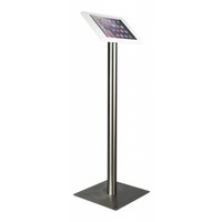 iPad floorstand for iPad Pro 12.9; Fino white acrylic holder lock included and pedestal of stainless steel