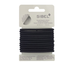 Sibel Haarelastiek Zwart Dik 12 stuks Sibel Haarelastiek Zwart Dik 12 stuks