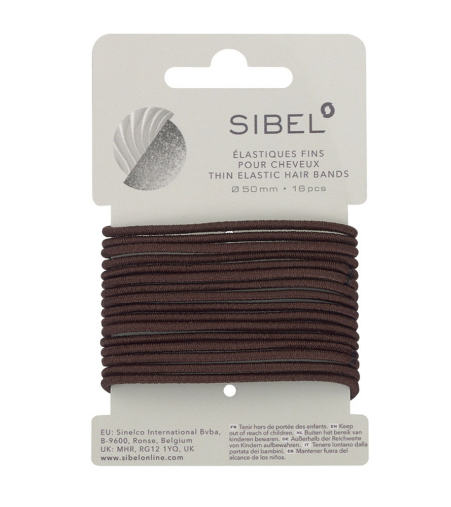 Sibel Haarelastiek Bruin Dun 16 stuks Sibel Haarelastiek Bruin Dun 16 stuks