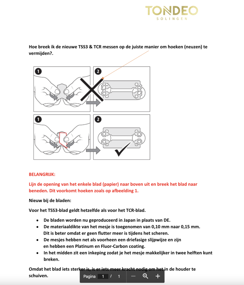 Tondeo TCR scheermesjes 10x 10 stuks