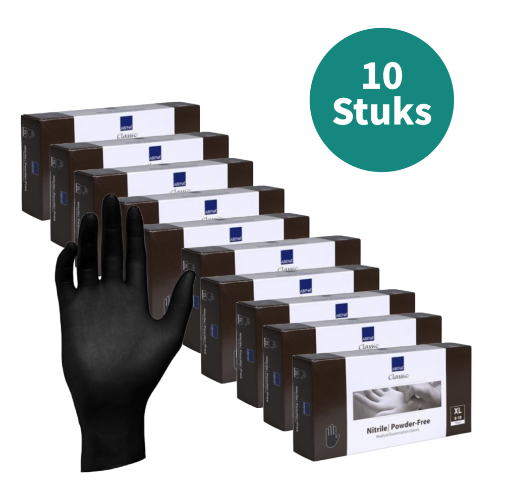 Abena Handschoenen Nitrile Zwart Maat XL Poedervrij   10 Pack Abena Handschoenen Nitrile Zwart Maat XL Poedervrij   10 Pack