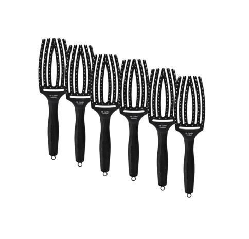 Olivia Garden Finger Brush Black Combo Medium - 6 Stuks