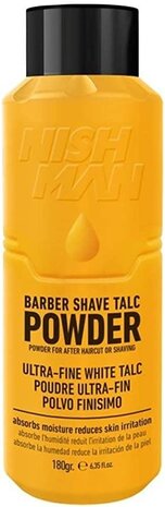 Nish Man Barber Shave Talc Powder 180g - 12 STUKS Nish Man Barber Shave Talc Powder 180g - 12 STUKS