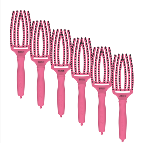 Olivia Garden Finger Brush HOT PINK - Medium  - 6 Stuks
