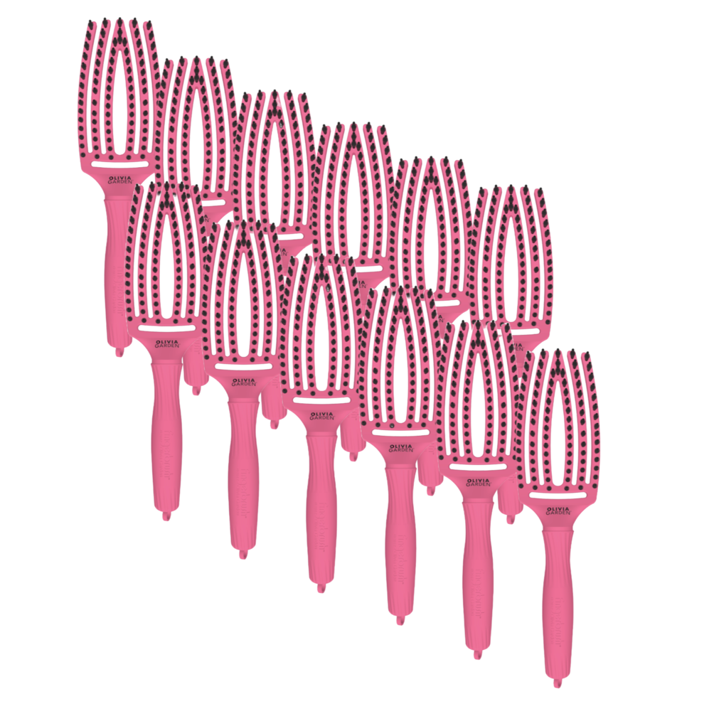 Olivia Garden Finger Brush HOT PINK - Medium  - 12 Stuks
