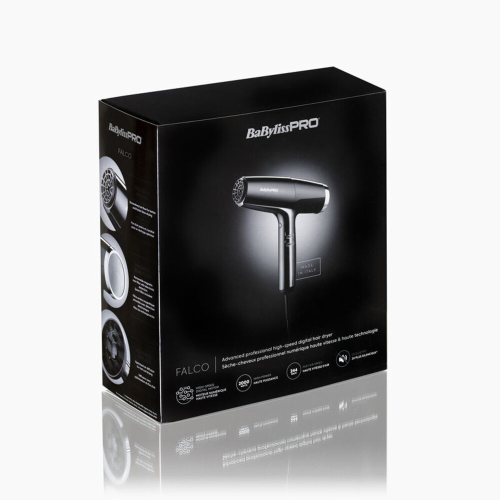 Babyliss Pro FALCO Geavanceerde professionele digitale föhn Zwart/Zilver Babyliss Pro FALCO Geavanceerde professionele digitale föhn Zwart/Zilver