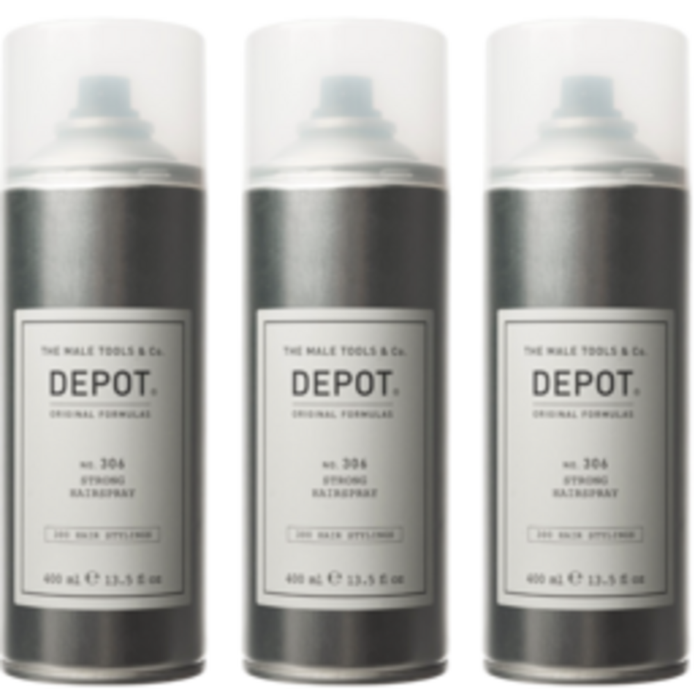 DEPOT NO.306 Strong Hairspray 400ml - 3 STUKS DEPOT NO.306 Strong Hairspray 400ml - 3 STUKS