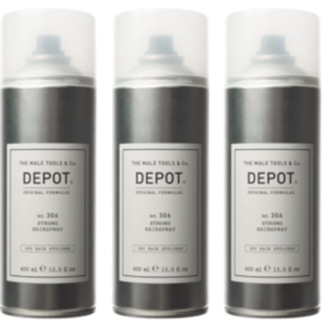 DEPOT NO.306 Strong Hairspray 400ml - 3 STUKS DEPOT NO.306 Strong Hairspray 400ml - 3 STUKS