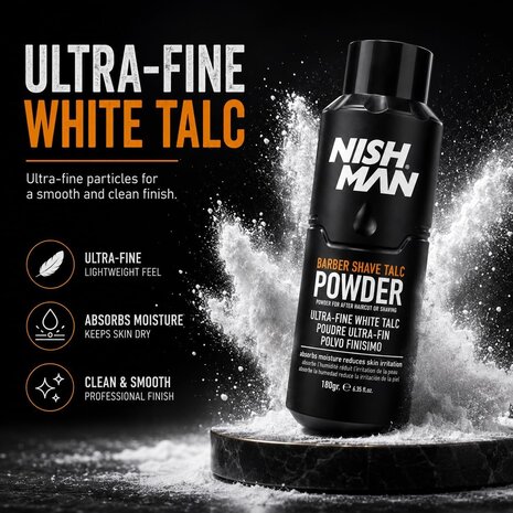 Nish Man Barber Shave Talc Powder 180g - 12 STUKS