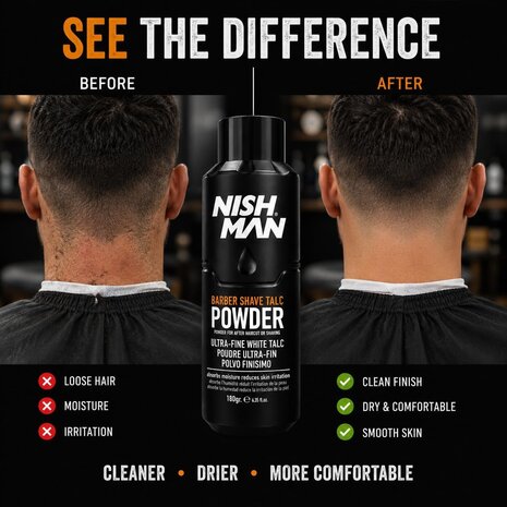 Nish Man Barber Shave Talc Powder 180g - 12 STUKS
