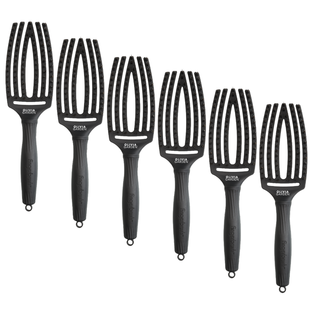 Olivia Garden Finger Brush Black Combo Medium - 6 Stuks