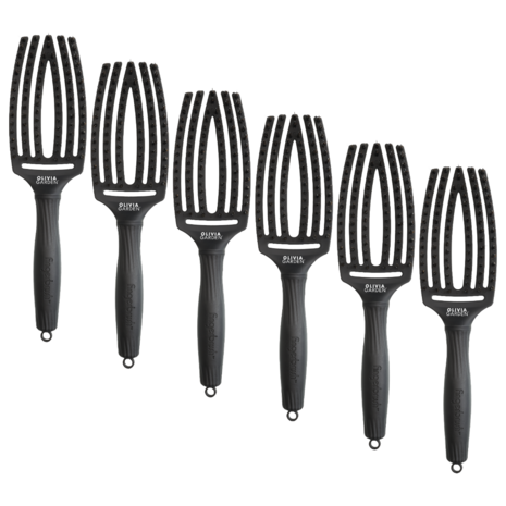 Olivia Garden Finger Brush Black Combo Medium - 6 Stuks