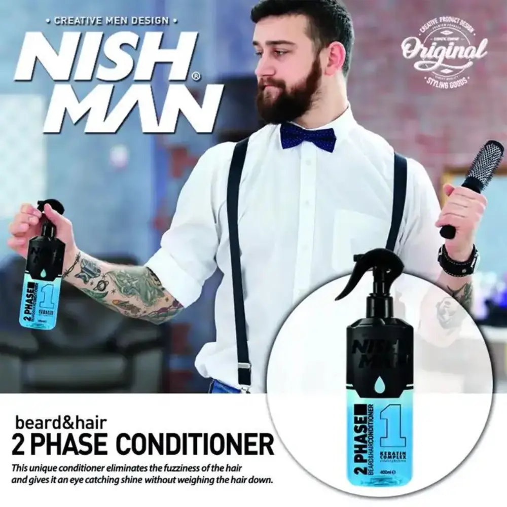 Nish Man 2 Phase Beard & Hair Conditioner KERATIN COMPLEX 400ml Nish Man 2 Phase Beard & Hair Conditioner KERATIN COMPLEX 400ml