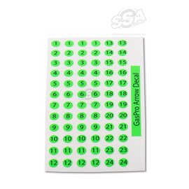 Gas Pro ARROW DECALS NUMBERS FLAG GREEN 1-12 SET OF 4 - 13-24 SET OF 2