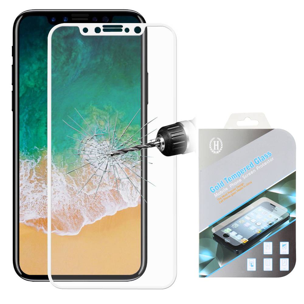 Full Cover Iphone X Tempered Glass Screenprotector Wit huismerk kopen in de aanbieding