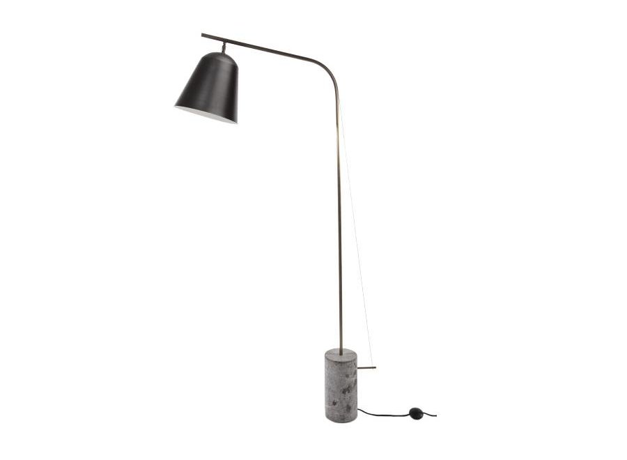 Design vloerlamp 'Line One' in de kleur zwart met ruwe marmeren voet.