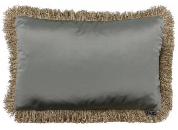 Coussin Dafne Grey/Mint + Fringe Gold