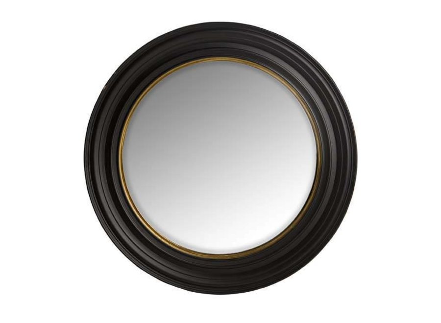 Miroir design rond dans un cadre noir, 'Cuba' grande