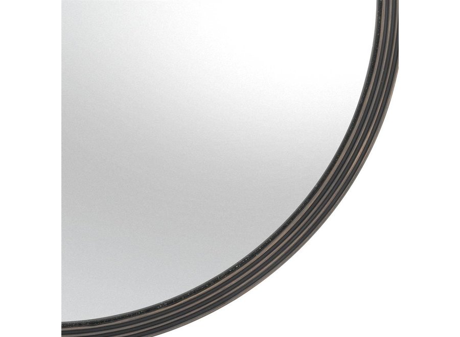 Ronde design spiegel 'Gladstone' zwart met antieke bronzen rand