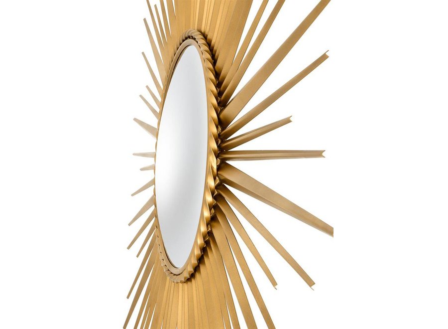 Wall mirror 'Helios' with static gold stainless steel frame