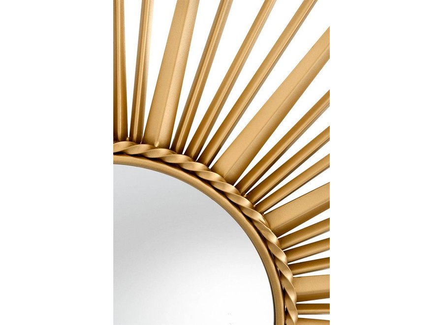 Wall mirror 'Helios' with static gold stainless steel frame