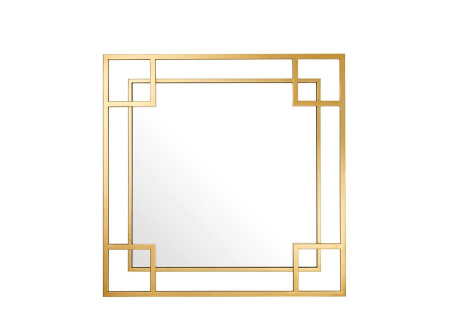 Vierkante spiegel 'Morris' met gouden finish lijst 90x 90x D. 5cm