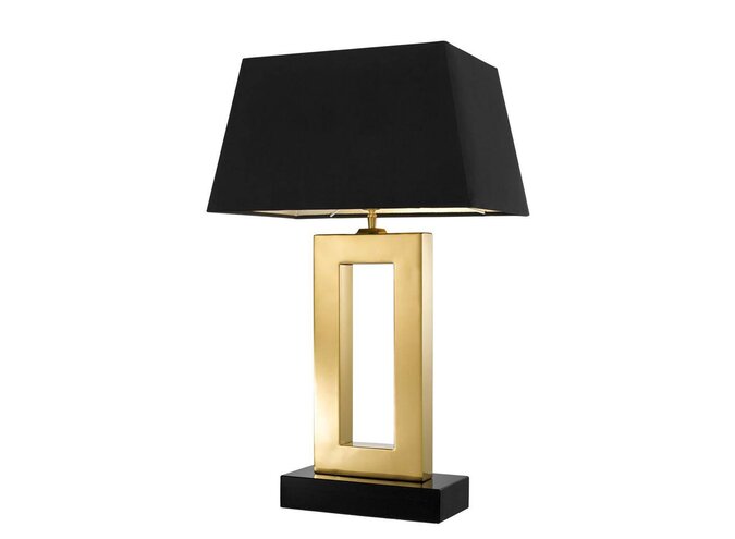 Lamp CJ Oval Ring in Gold Metal Table L. with Black Shade