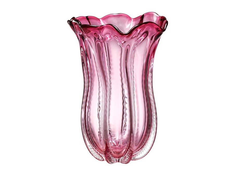 Vase Caliente L, 'handmade' pink glass