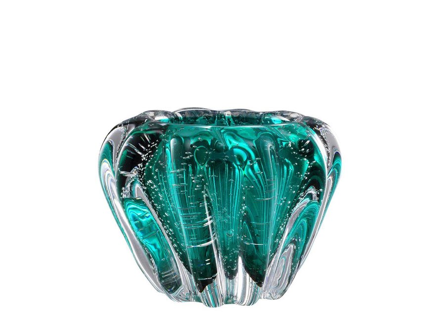 Vase Bowl Ducale, 'handmade' turquoise glass