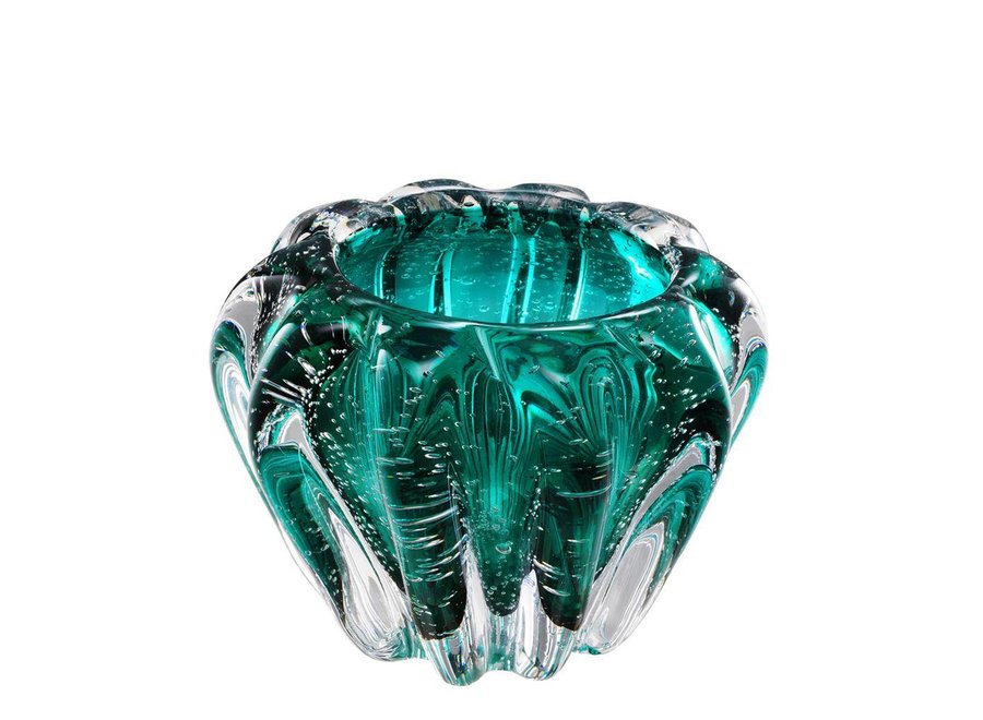 Vase Bowl Ducale, 'handmade' turquoise glass