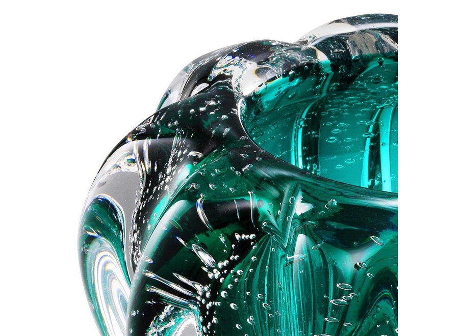 Vase Bowl Ducale, 'handmade' turquoise glass