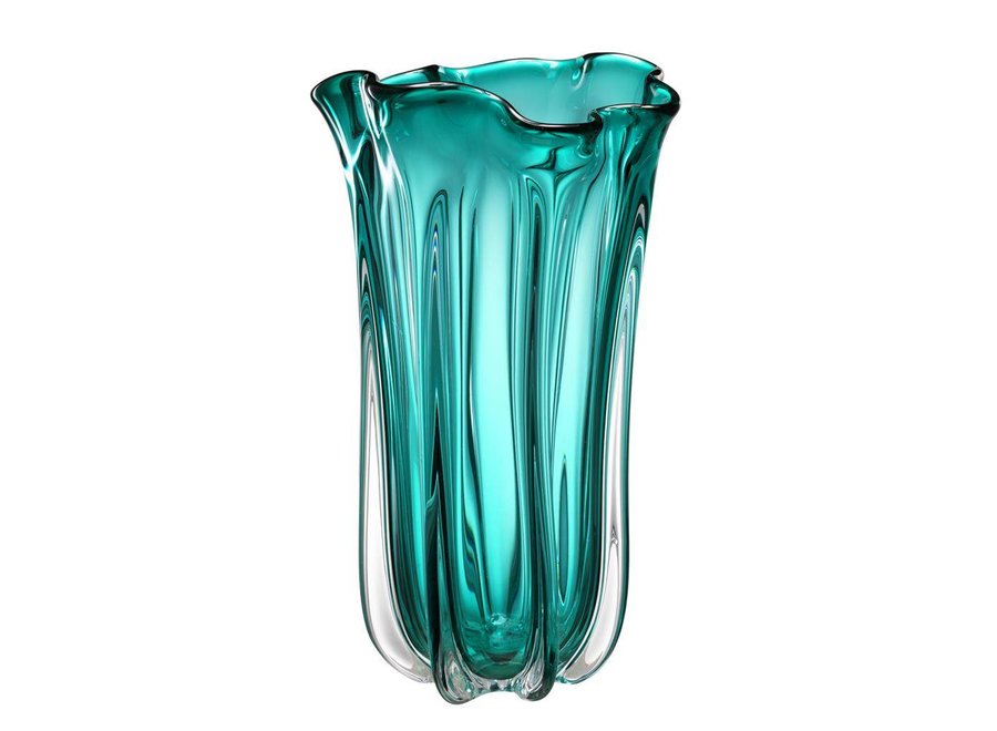 Vase Vagabond, 'handmade' turquoise glass