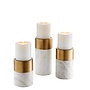 Porte-bougies Sierra, Set of 3 -  White/Brass