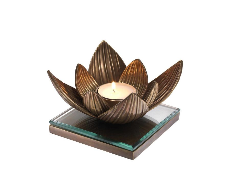 Candle Holder Lotus,  vintage copper