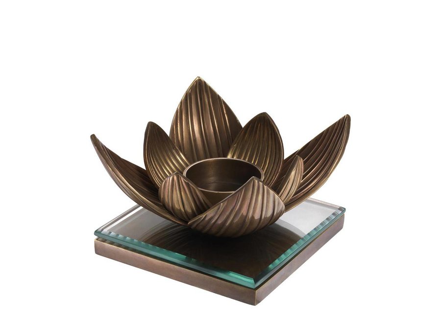 Candle Holder Lotus,  vintage copper