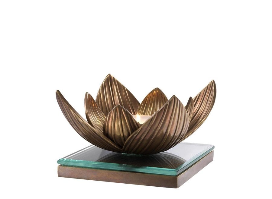 Candle Holder Lotus,  vintage copper