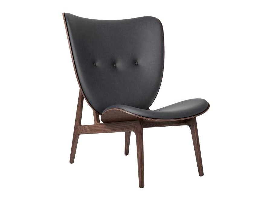 Elephant lounge chair - leather / frame dark stained