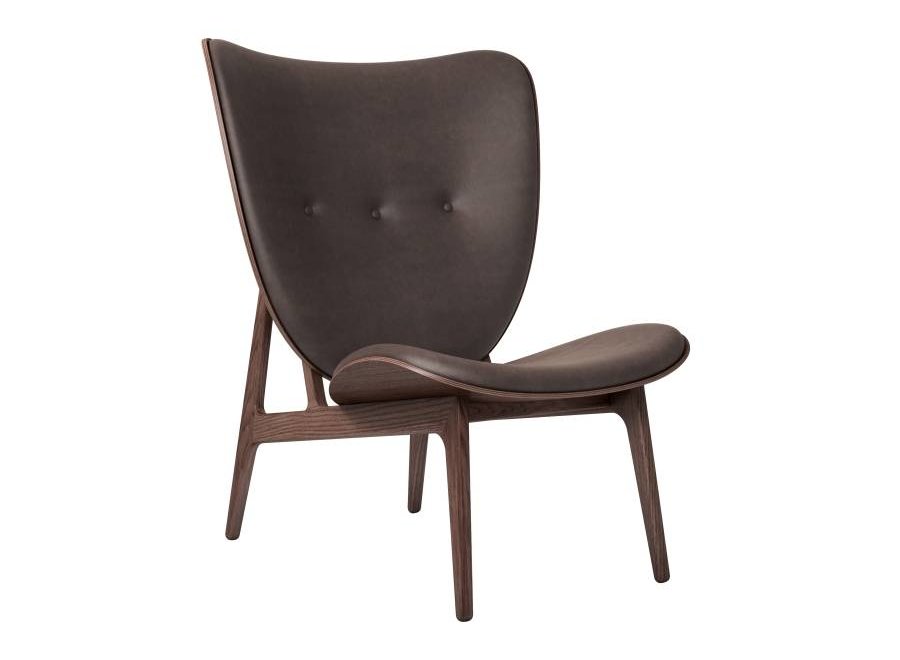 Elephant lounge chair - leather / frame dark stained