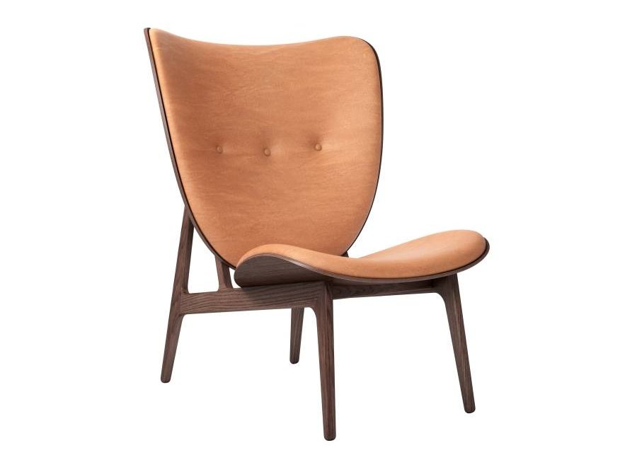 Elephant lounge chair met leren bekleding / frame dark stained