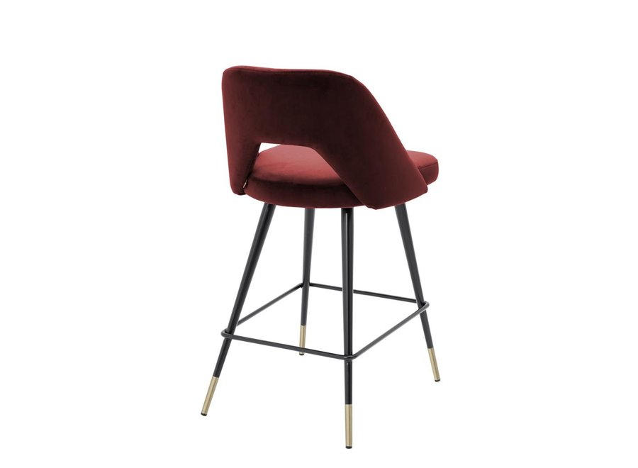 Counter chair 'Avorio' - Roche bordeaux velvet